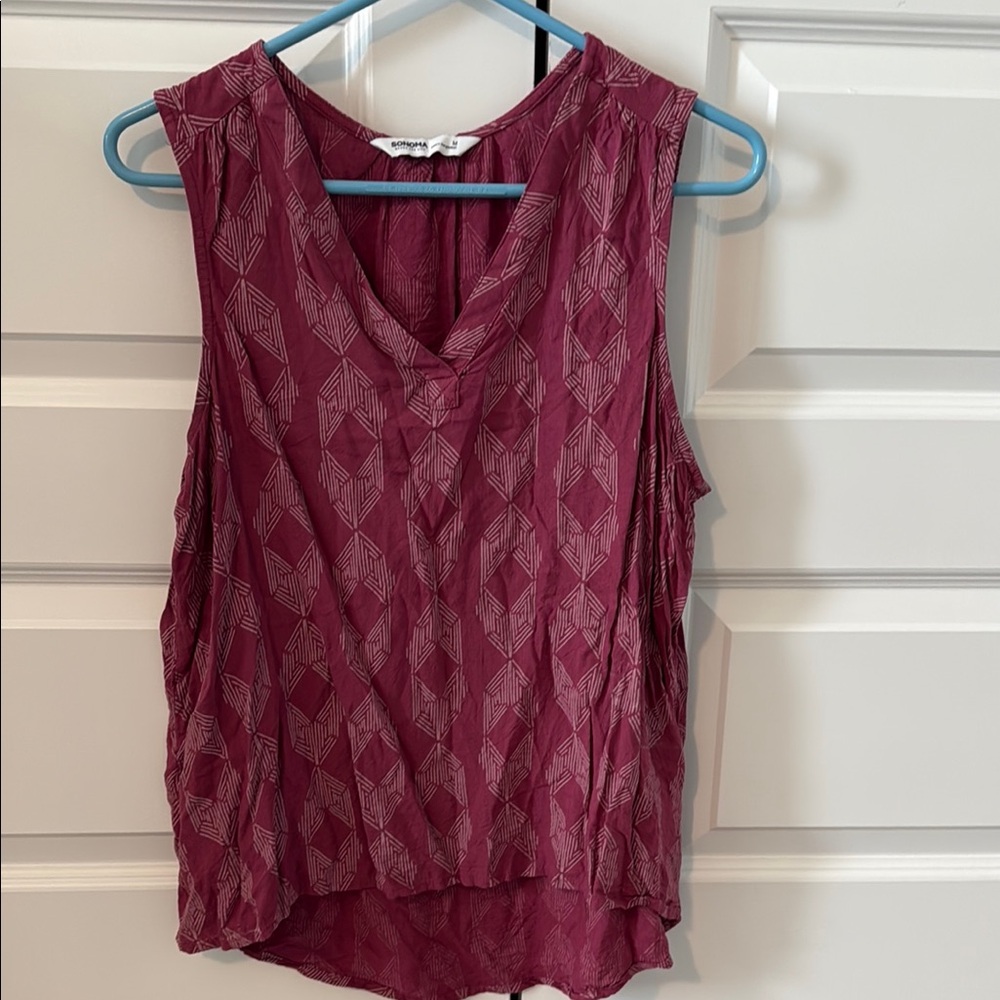 Sonoma Magenta Pleated Tank Top